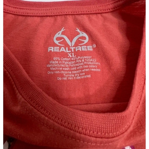 Realtree Short Sleeve T- Shirt Womans Size XL Peach - Picture 2 of 3